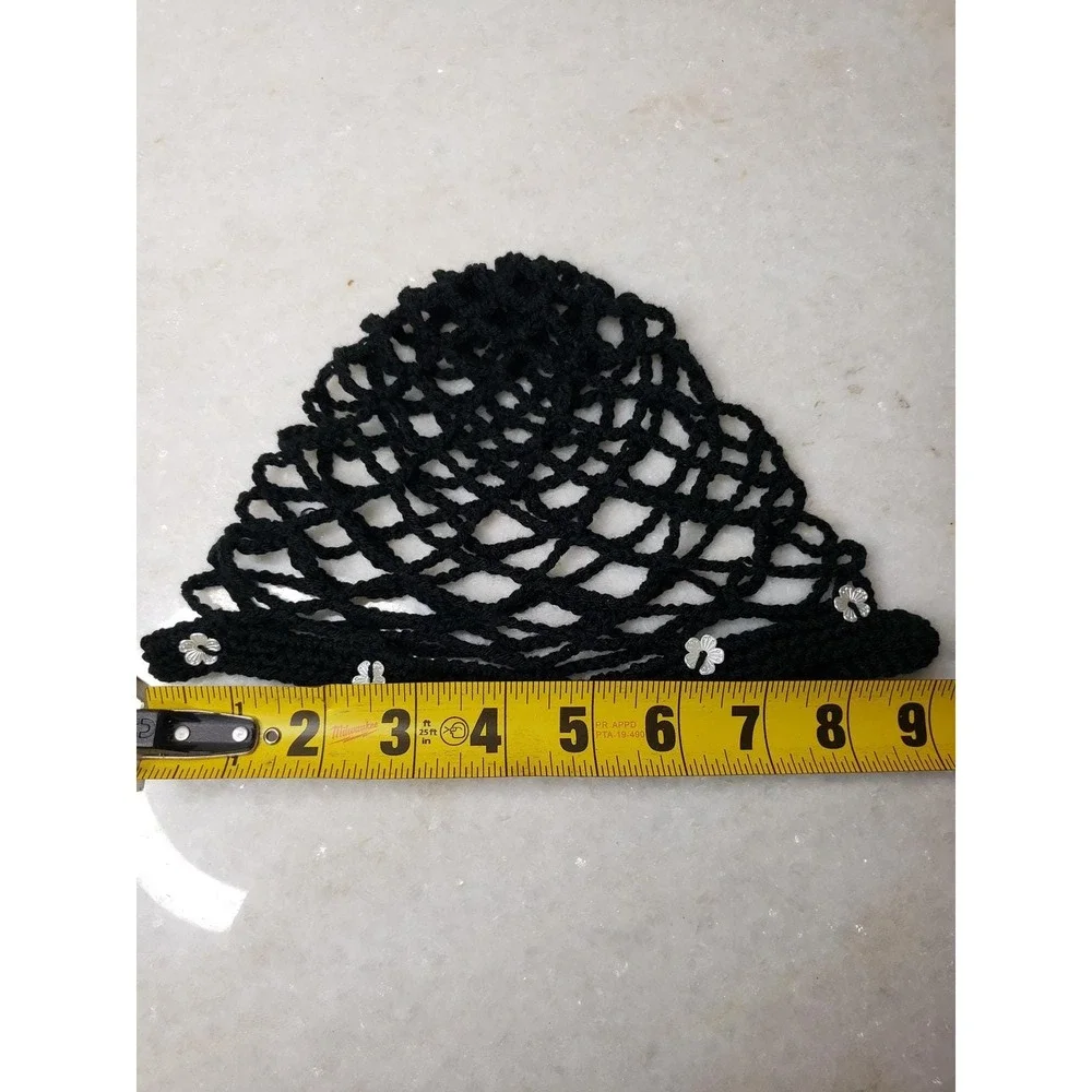 Handmade Crochet Chain Beanie Knit Cottage Mystic Fairy Emo Whimsigoth Black